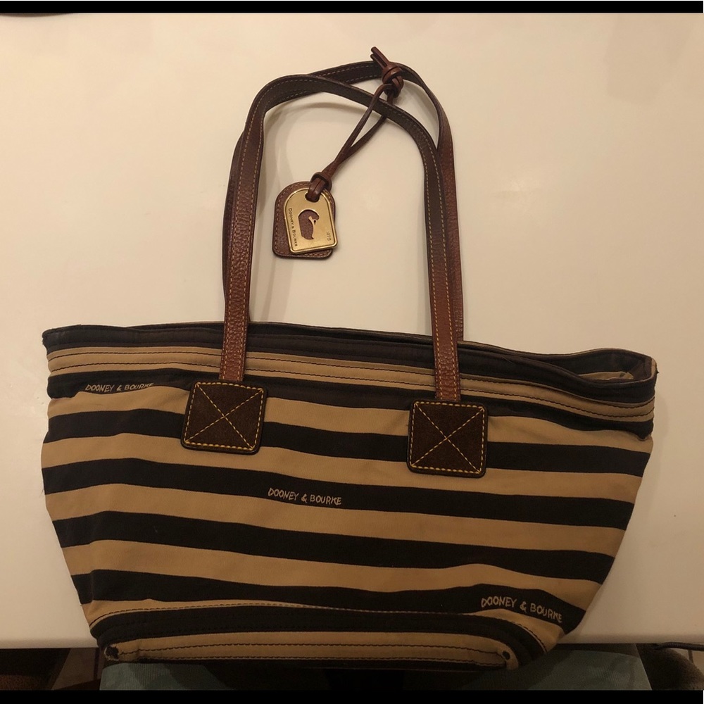 Black and Tan striped Dooney & Bourke purse